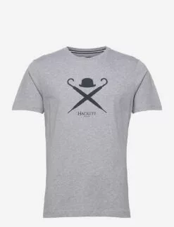 Hackett London LARGE LOGO TEE - LIGHT GREY MARL