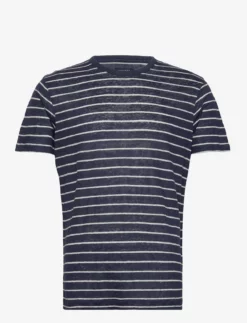 Hackett London LINEN KNIT STRPE TEE - NIGHT NAVY