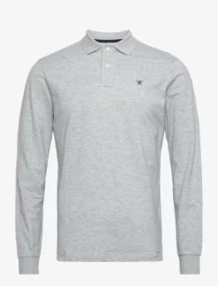 Hackett London SLIM FIT LOGO LS - LIGHT GREY MARL