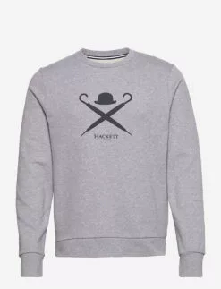 Forside 56 Hackett London LARGE LOGO CREW - LIGHT GREY MARL