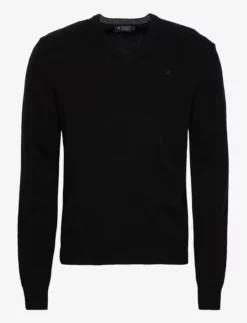 Hackett London LAMBSWOOL V NECK - BLACK