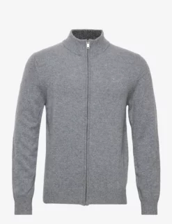 Hackett London LAMBSWOOL FZIP - GREY MARL