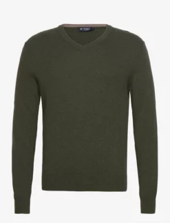 Hackett London MERINO CASH MIX V NCK - IVY