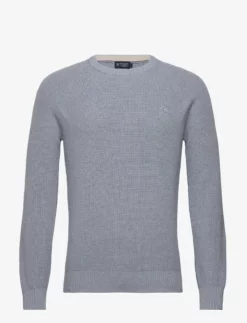 Hackett London MOULINE CREW - CHAMBRAY/ECRU