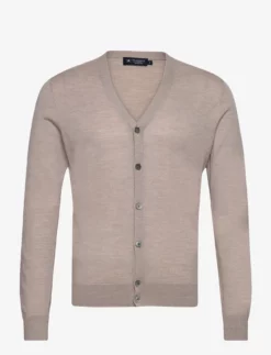 Hackett London MERINO SILK CARDI - TAUPE